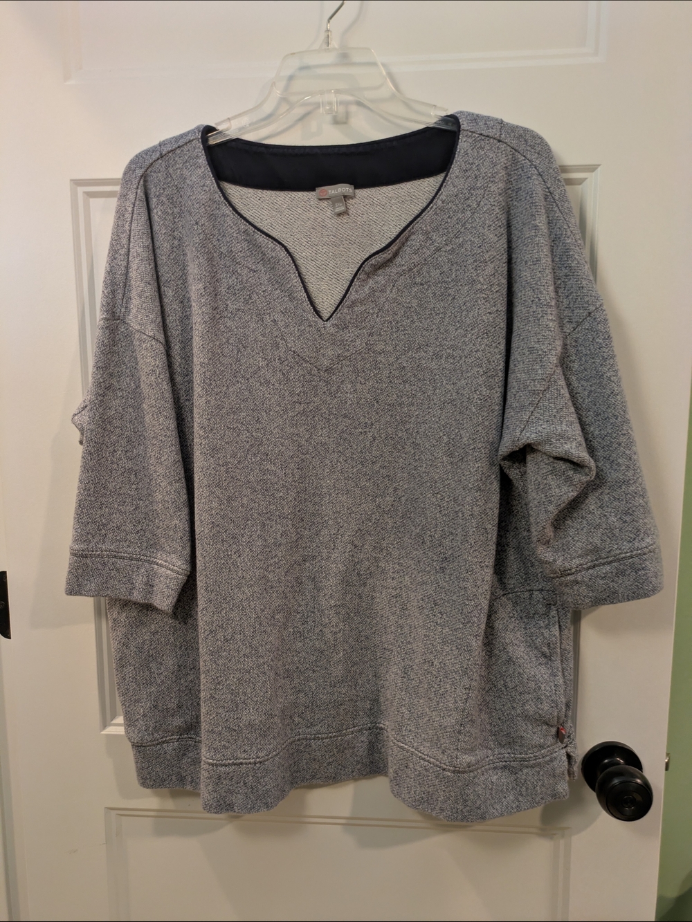 Talbots Heather Gray V-Neck 3/4 Sleeve Top